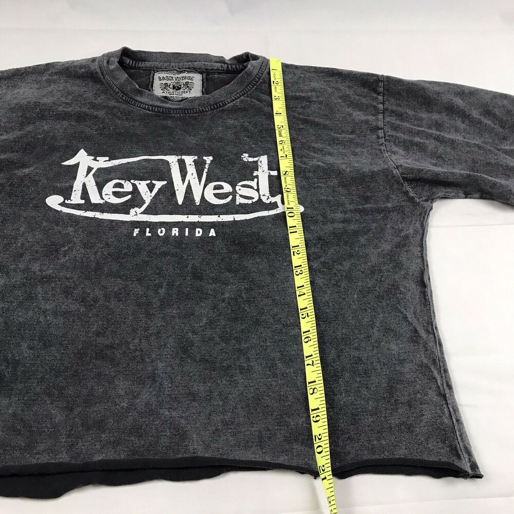 Key‎ West Florida distressed crop top tshirt large Raw Hem Basix Vintage - Picture 7 of 10